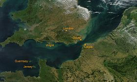 Спутниковый снимок пролива Ла-Манш.