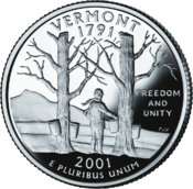 «Свобода и единство» — девиз Вермонта на двадцатипятицентовике штата