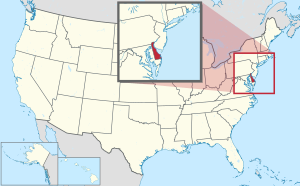 Штат Делавэр на карте США
