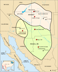 Карта земель племен хохокам в 1350