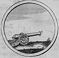 Эмблема «Пушка с квадрантом» с девизом «Non solum Armis» («Не токмо одним оружием») из книги «Символы и эмблемата» 1705 года[42][44]:193