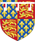 герб Лайонела, герцога Кларенса: королевский герб Англии с бризурой из трёх серебряных точек, заряженных красным кантоном