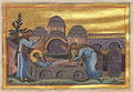 Обретение мощей Луки Евангелиста в храме Апостолов (миниатюра из Минология Василия II, 979—989 годы)