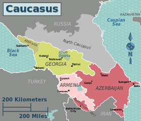 Закавказье: Азербайджан, Армения, Грузия; частично признанные Абхазия и Южная Осетия