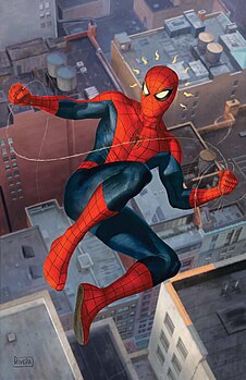 Человек-паук на обложке комикса The Amazing Spider-Man (Vol. 5) #15 (февраль 2019). Художник — Паоло Ривера  (англ.) (рус..