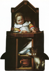 Иоганнес Корнелисзон Верспронк. Фигура-обманка спящего мальчика на высоком стуле, около 1650