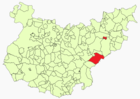 Расположение муниципалитета Монтеррубио-де-ла-Серена на карте провинции