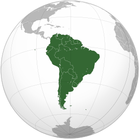 Южная Америка на карте полушария