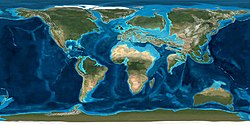 Карта Земли в начале эоцена (50 млн лет назад)