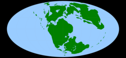 Карта континентов в середине юры (170 млн лет назад)