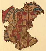 Согдийский шёлковый парчовый фрагмент, датированный около 700 г. н. э.