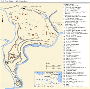 Карта-схема архитектурных памятников Ани
