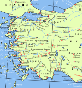 Гераклея Понтийская находится вверху карты, в северной части Вифинии