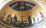 Якопо Торрити. Триумфальный крест Распятия и четыре реки рая. Мозаика конхи апсиды базилики Сан-Джованни-ин-Латерано в Риме. Между 1288 и 1292 гг.
