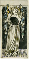 Ангел ночи, держащий убывающую луну. 1857—1869. Акварель. Музей изящных искусств, Хьюстон