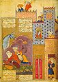 Нападение на женщину. «Силсилат аль-Заххаб» (Золотая цепь) Джами. Казвин, 1587 год. Государственный Эрмитаж (СПб.)