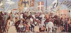 Идеализированная картина битвы между армией Ираклия и персами под Хосровом II около 1452