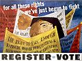 Бен Шан, «Регистрируйтесь, чтобы проголосовать». Конгресс промышленных организаций (CIO) плакат, 1946
