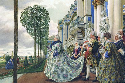 Картина Евгения Лансере «Императрица Елизавета Петровна в Царском селе», 1905