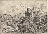 Глубокая долина в Альпах. 1555–1556. Офорт Иоаннеса и Лукаса ван Дутекюмов по рисунку П. Брейгеля