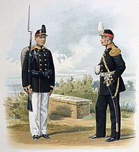 Юнкер и генерал в парадной форме Павловского военного училища (1864)[1]