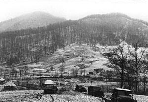 Конвой гусеничных машин в предгорьях, зима 1942-43 гг.