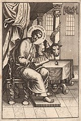 Неустановленный гравер (Москва). Евангелист Лука, 1711, бумага, офорт