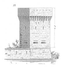 Чертёж квадратной башни, части древних укреплений Пюи-Сен-Фрон, перестроенной позже для размещения пушек на первом уровне