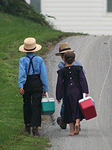 дети амишей идут в школу