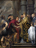 Святой Амвросий запрещает Феодосию I вход в Миланский собор. Между 1619 и 1620. Холст, масло. Лондонская национальная галерея