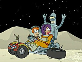 Фрай, Лила и Бендер на поверхности Луны