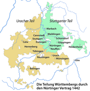 Разделение Вюртемберга по Нюртингенскому договору