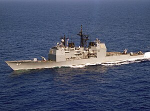 Крейсер USS Ticonderoga (CG-47) у берегов Пуэрто-Рико, 9 апреля 1983 г.