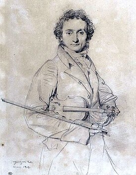 Портрет Паганини 1819 г. (автор рисунка Ж. Энгр)