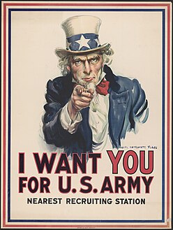 Дядя Сэм на плакате, вербующем солдат в армию США, 1917 год