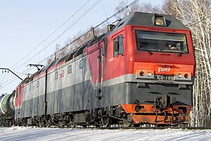 2ЭС6-186 в составе грузового поезда