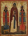 Икона с изображением Константина, отца и брата, написанная вскоре после их канонизации. Частный музей русской иконы