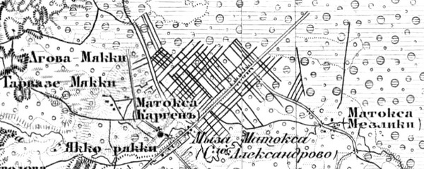 Мыза Матоса и село Александрово на карте 1872 года