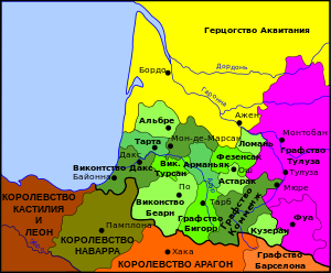 Фуа и окрестные владения в середине XII века.