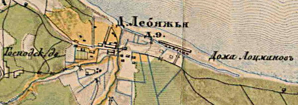Деревня Лебяжье на карте 1885 года