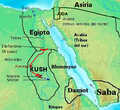 Карта Куша в царствовании Аспелты с маршрутами военной компании фараона Древнего Египта Псамметих II против царства Куш.