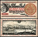 Нотгельд 1923 года достоинством 10 миллионов марок Германии (с видом Трира)