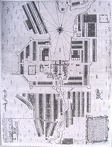 План Екатеринбурга 1743 года. Вторая уличная линия (от реки) в юго-западной части плана — современная улица Добролюбова.