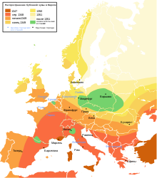 Карта Европы, сгенерированная ЭВМ.