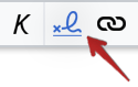 Кнопка подписи в интерфейсе редактирования вики-текста после кнопки «Курсив».