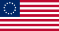 Первый, 13-звёздочный флаг США (по преданию сшитый Бетси Росс[8])