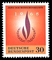 Лавровый венок на почтовой марке в Международный год прав человека — 1968 год