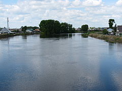 View from new city bridge - Moshnino (area of Kuybyshev). 2015 spring`s rise of water