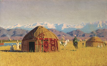 Киргизские кибитки на реке Чу, 1869-1870