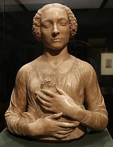 А. Верроккьо. Портрет женщины с букетом цветов. Ок. 1480. Флоренция, Национальный музей Барджелло